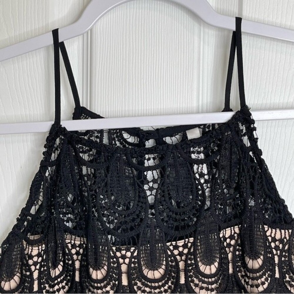 RNB Crochet Overlay Black Dress Witchy Goth Grunge Whimsigoth Party Cocktail Lrg - Picture 4 of 15